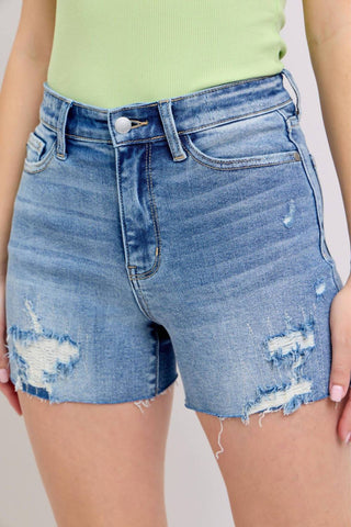 Judy Blue - Short Jeans Destroy com Detalhe de Cintura Alta