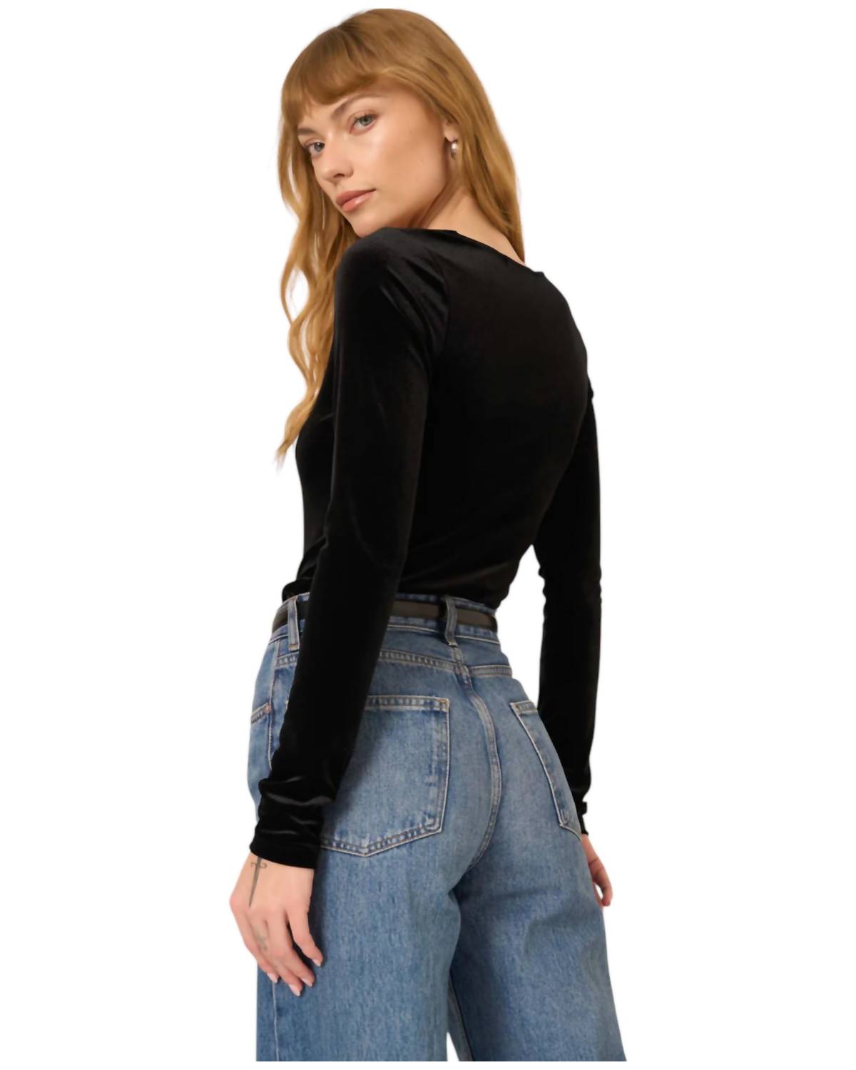 Project Social T - Dream Come True Square Neck Velvet Longsleeve Top