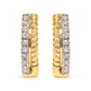 10K Yellow Gold 1/10 Cttw Diamond and Rope Twist Huggy Hoop Earrings (H-I Color, I1-I2 Clarity)