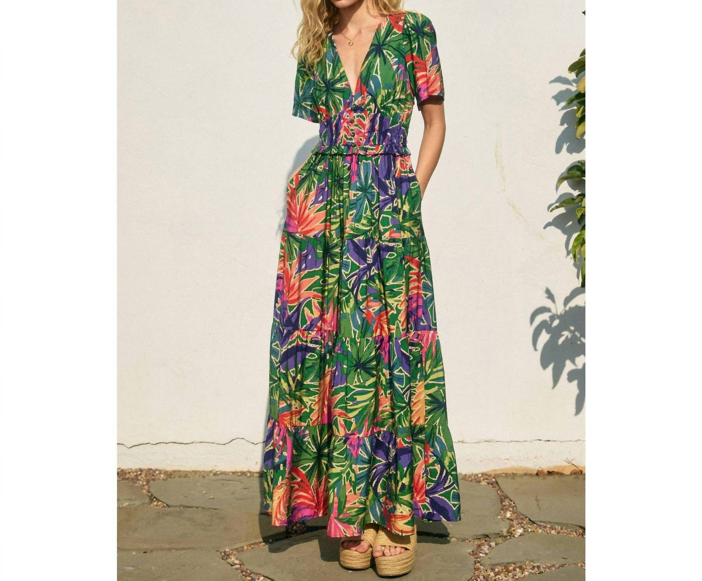Dress Forum - Make Waves Plunging Tiered Maxi Dress