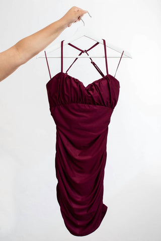 Dress Forum - Sleeveless Ruched Bodycon Mini Dress
