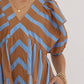 Entro - Mixed Line Print V-Neck Mini Dress
