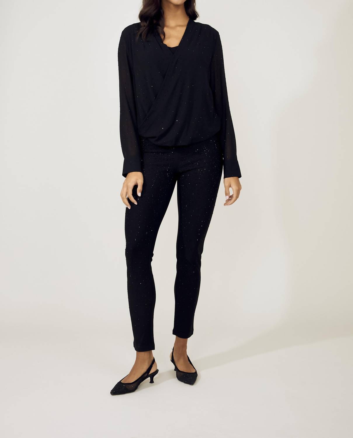 Frank Lyman - Bejweled V-neck Woven Blouse