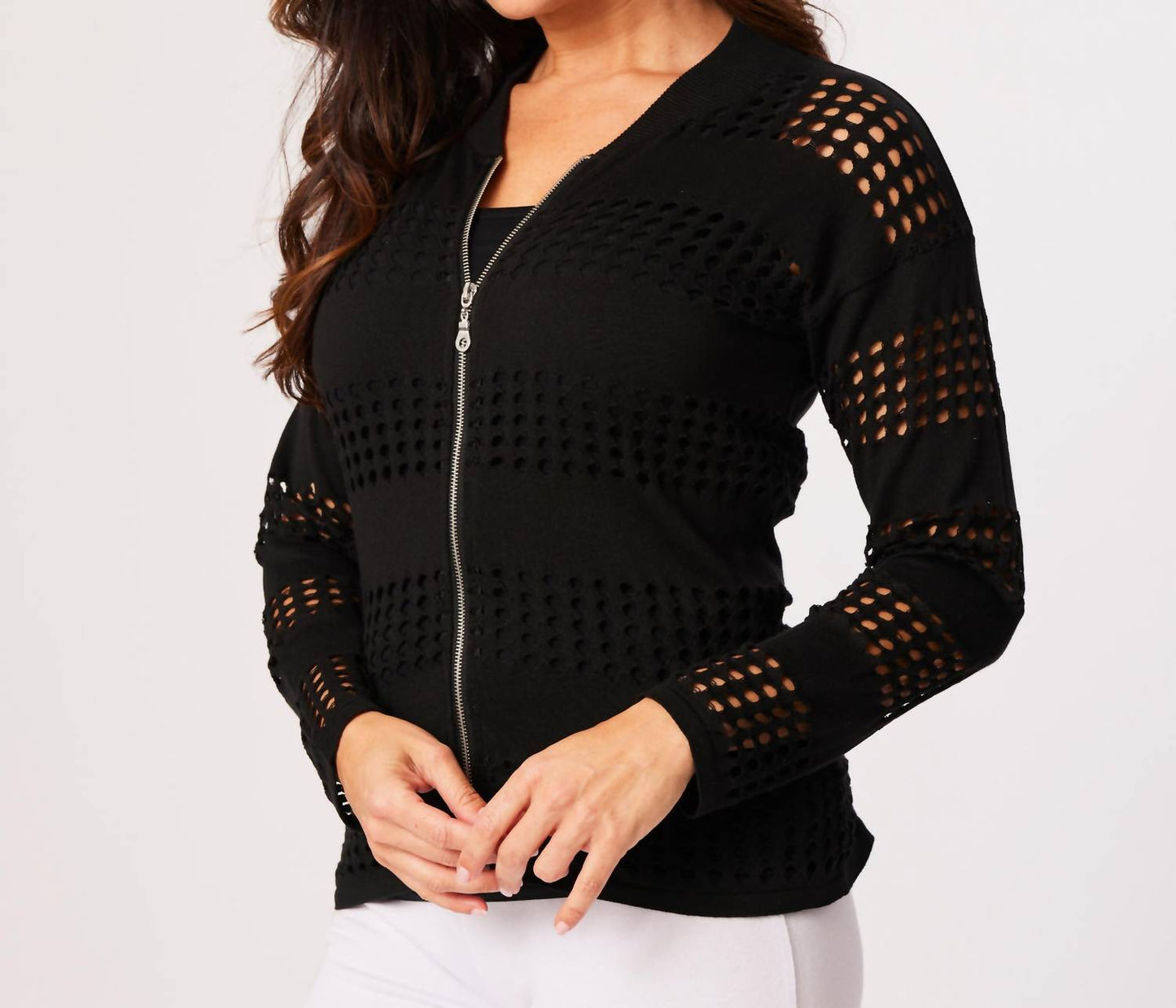 Angel Apparel - Crochet Zip Bomber Jacket
