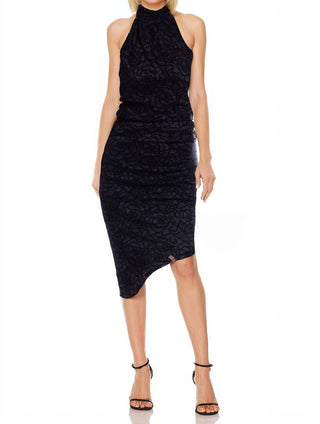 Badgley Mischka - Vestido Charlotte com costas nadador e renda colado ao corpo