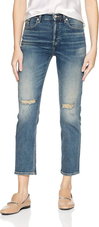 Calvin Klein - Calça Jeans Reta de Cintura Alta Feminina