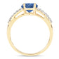 1.29 Carat Genuine Blue Sapphire and White Diamond 14K Yellow Gold Ring