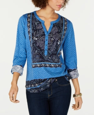 style-co-printed-split-neck-roll-tab-top