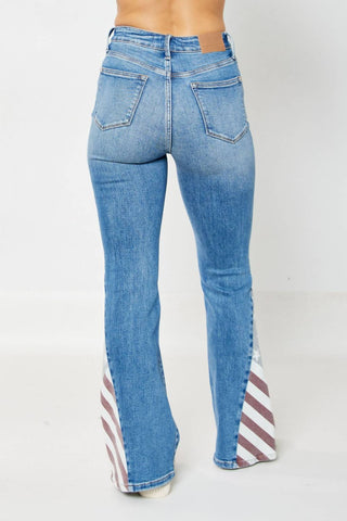 Judy Blue - Calça jeans flare com bandeira americana