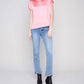 Charlie B - Satin Knit Combo V-Neck Top