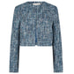 Apricot - Textured Tweed Collarless Blazer