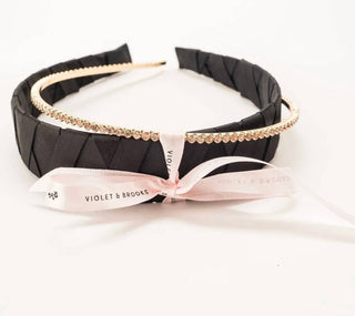 Violet &amp; Brooks - Faixa de cabeça feminina de cetim e cristal