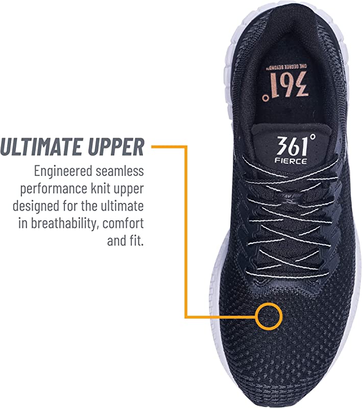 Tênis de corrida masculino Fierce 361 Degrees, preto, tamanho 14 D(M) EUA