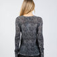 Autumn Cashmere - Cashmere Herringbone Print Raw Edge Crew Sweater