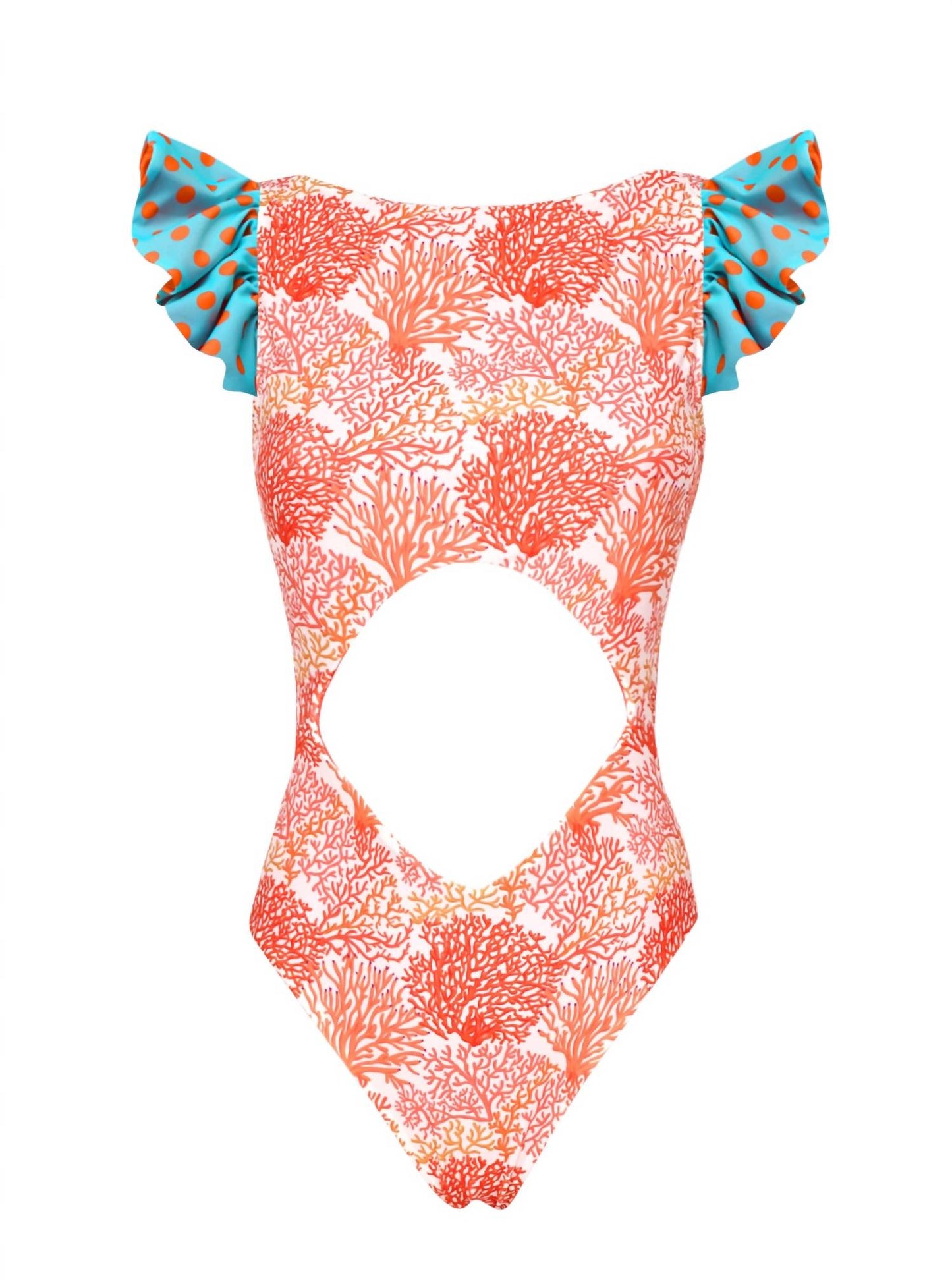 Lia Sahara - Women's Cut Out One Piece + Reversible Ruffles
