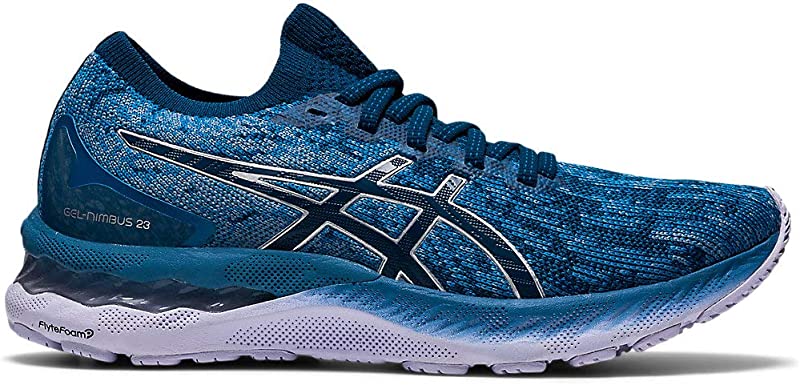 Tênis de corrida ASICS Gel-Nimbus 23 Knit feminino, cinza, tamanho 6 B(M) EUA