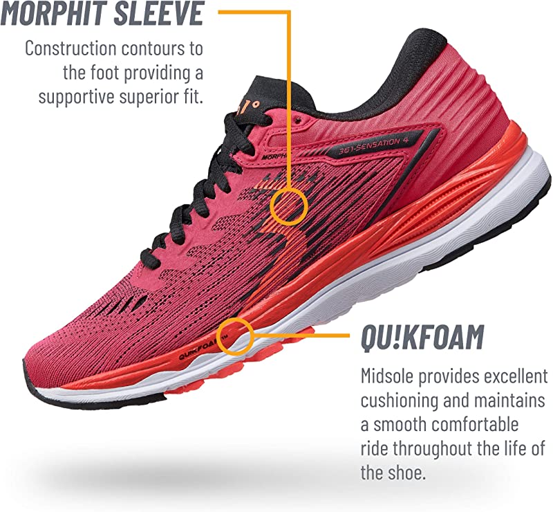 Tênis de corrida 361 Degrees Sensation 4 feminino Rosette/Hazard tamanho 7,5 D(L) EUA