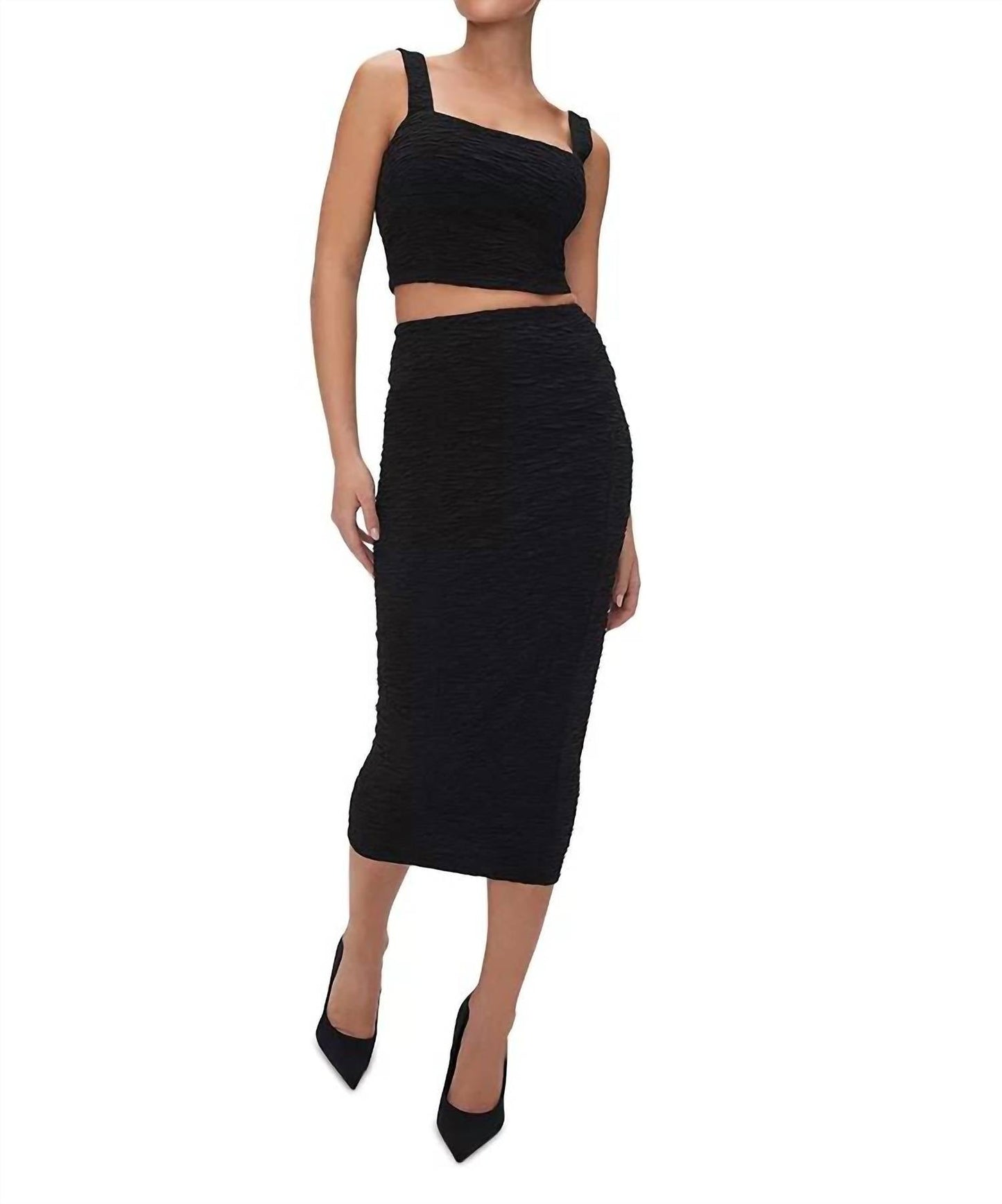 Good American - Wide Scrunchie Midi Skirt
