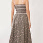 Trendsi - Davi & Dani Contrast Velvet Tape Smocking Bodice Midi Dress
