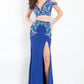 Rachel Allan - Beaded Jersey Two-piece Gown With Slit