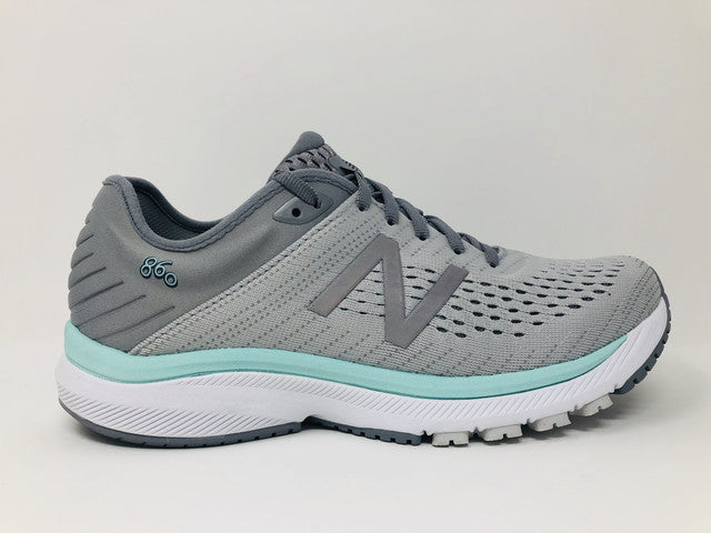 Tênis de corrida feminino New Balance 860 v10, aço/reef, tamanho 6, 2E (XW), EUA