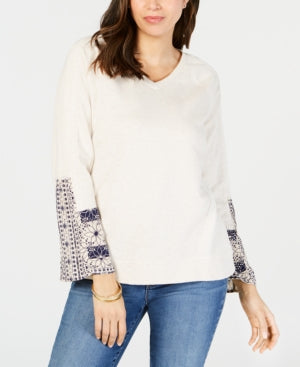 & Co Embellished Sleeve Cotton Sweatshirt