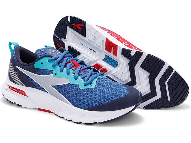 Tênis de corrida Diadora Mythos Blushield Volo masculino, azul, tamanho 10,5 D(M) EUA