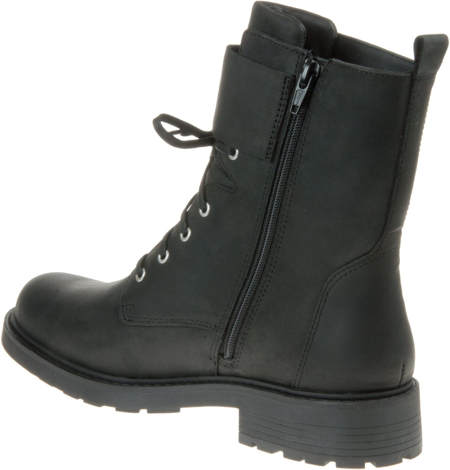 Botas de couro Clarks Orinoco 2 com cadarço femininas, pretas, tamanho 8,5 B(M) EUA
