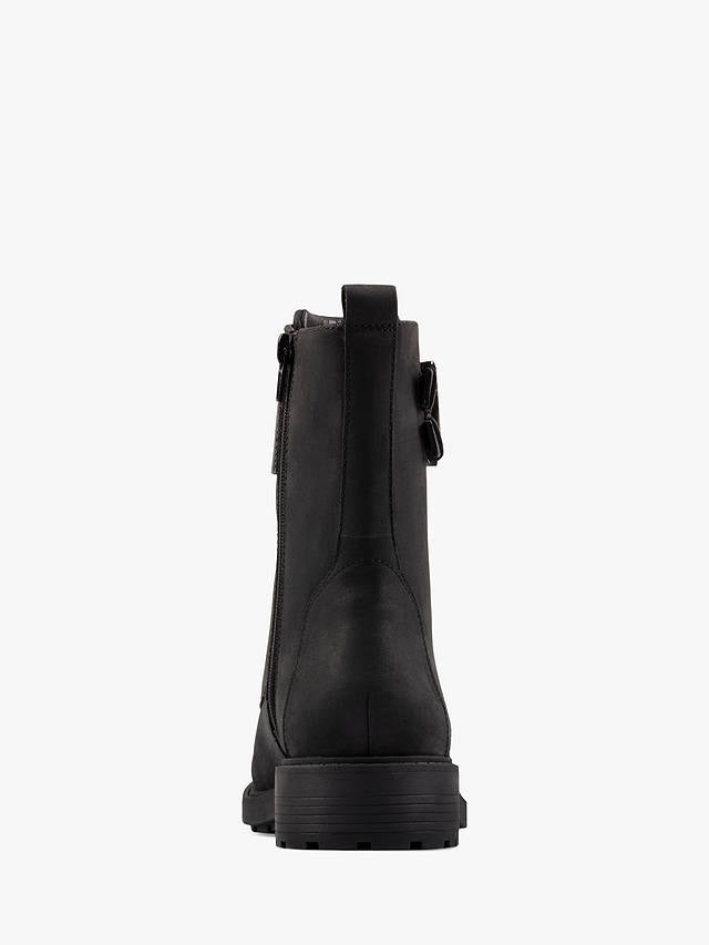 Botas de couro Clarks Orinoco 2 com cadarço femininas, pretas, tamanho 8,5 B(M) EUA