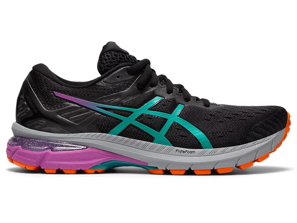 Tênis de corrida de trilha ASICS GT-2000 9 feminino, preto/jóia do Báltico