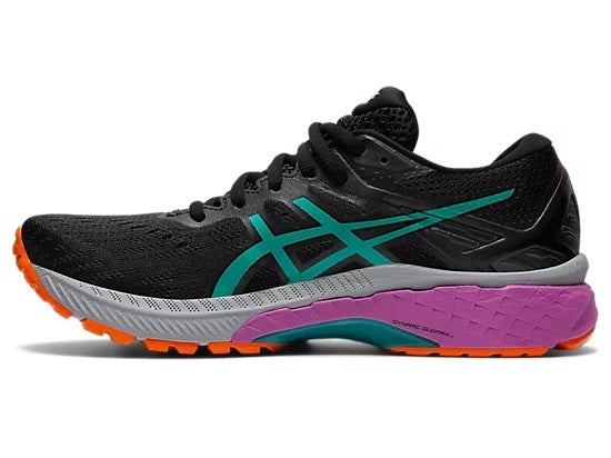 Tênis de corrida de trilha ASICS GT-2000 9 feminino, preto/jóia do Báltico