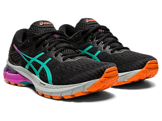 Tênis de corrida de trilha ASICS GT-2000 9 feminino, preto/jóia do Báltico