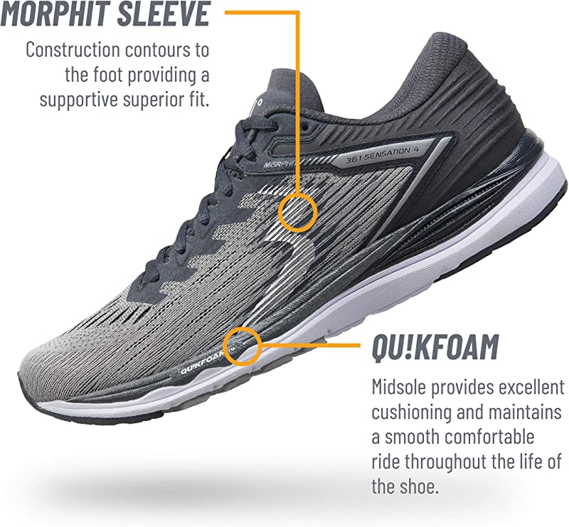 Tênis de corrida masculino 361 Degrees Sensation 4, cor granizo/ébano