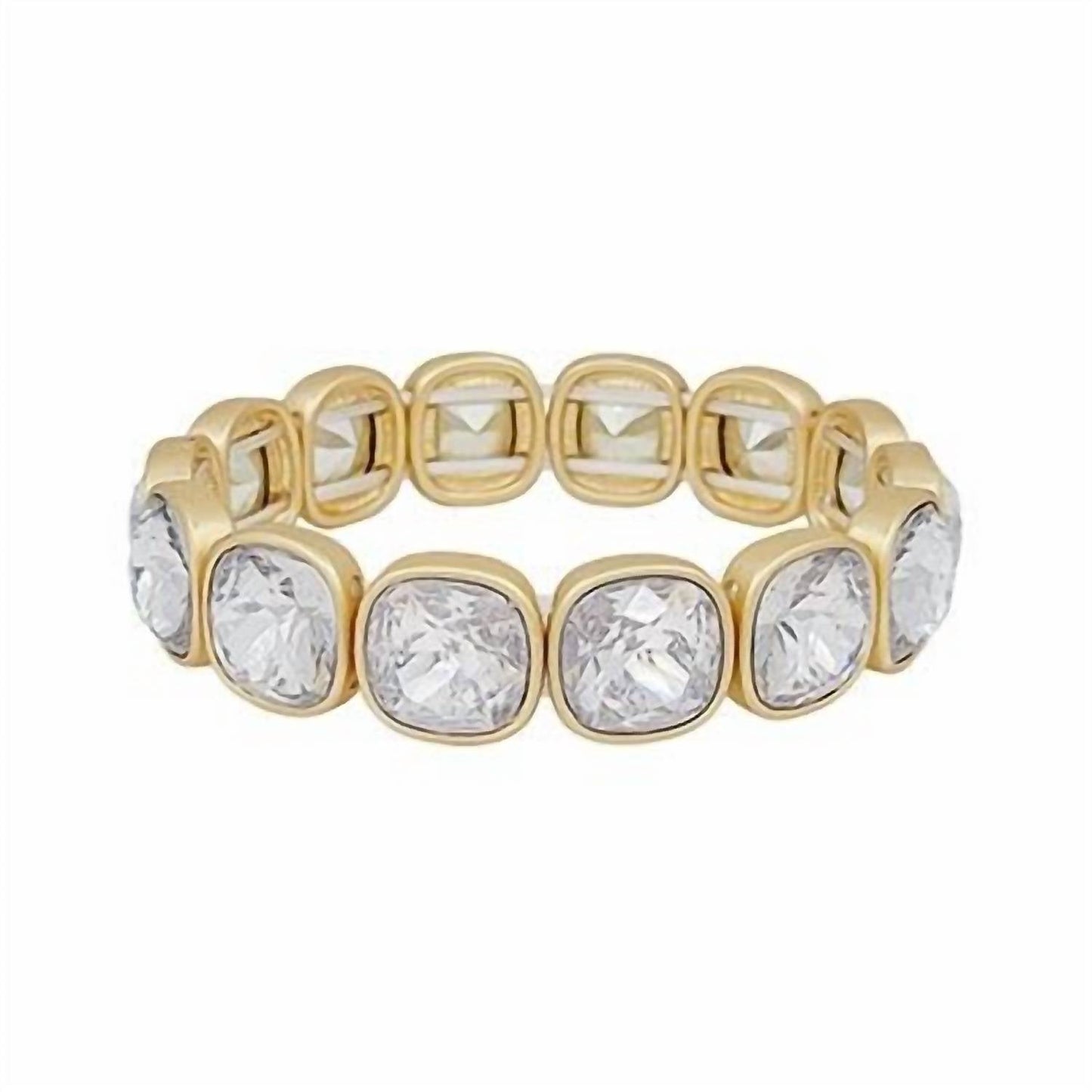 What'S Hot - Women's Square Clear Crystal Stretch Bracelet