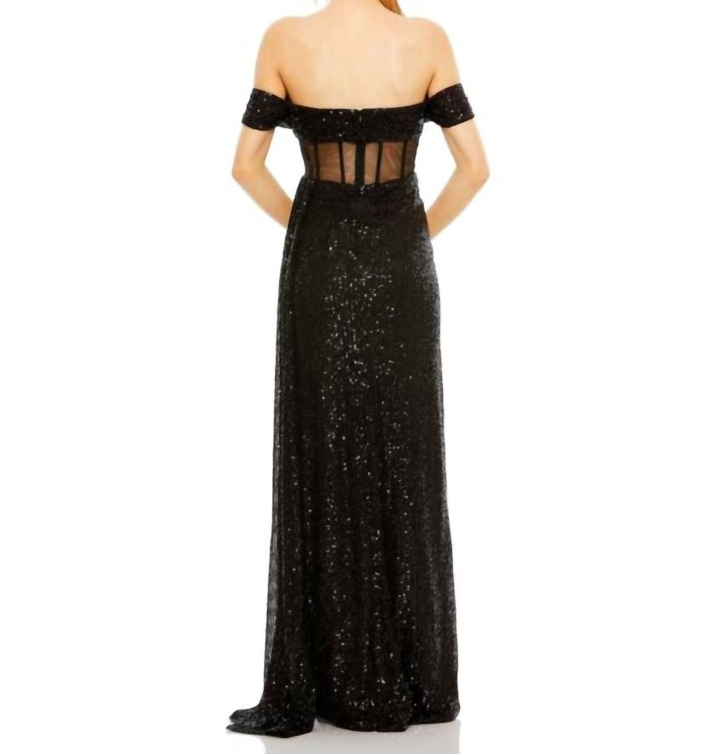 Mac Duggal - Illusion Midriff Corset Off-the-shoulder Dress