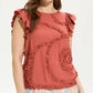 Fdj - Embelished Flutter Sleeve Top