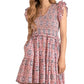 Elan - RUFFLE SLEEVE SMOCKED MINI DRESS
