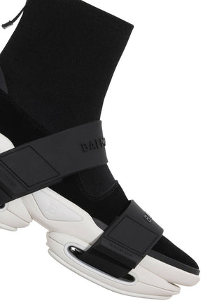 Balmain - Tênis de cano alto masculino B Bold Strap em malha e camurça
