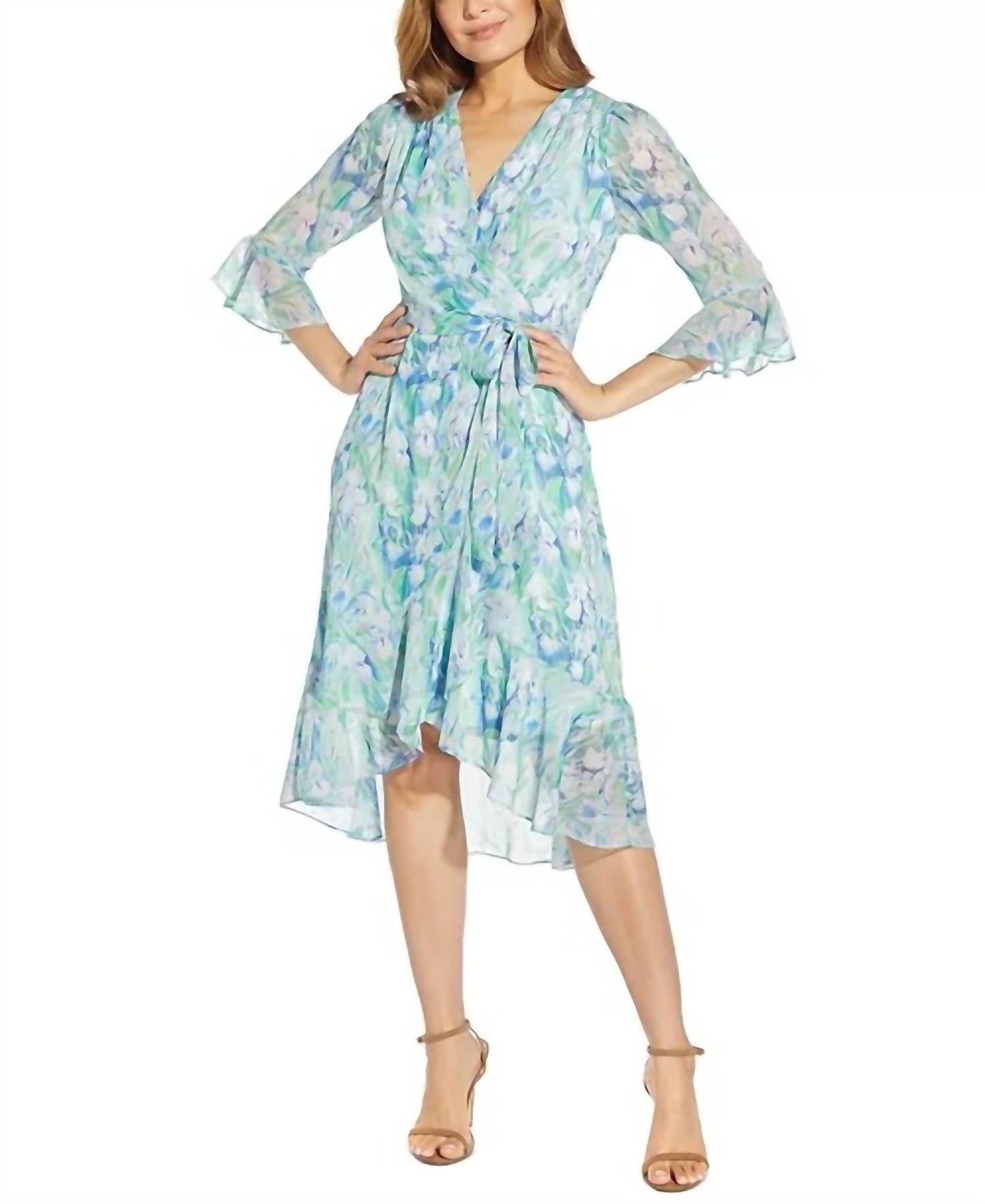 Adrianna Papell - Printed Chiffon Wrap Dress