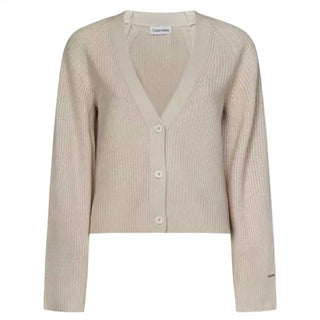 Calvin Klein - Cardigan curto de lã com decote em V