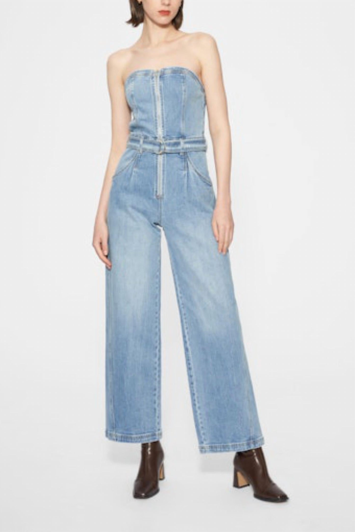 Bayeas - Annesa Denim Wide Legs Jumpsuit