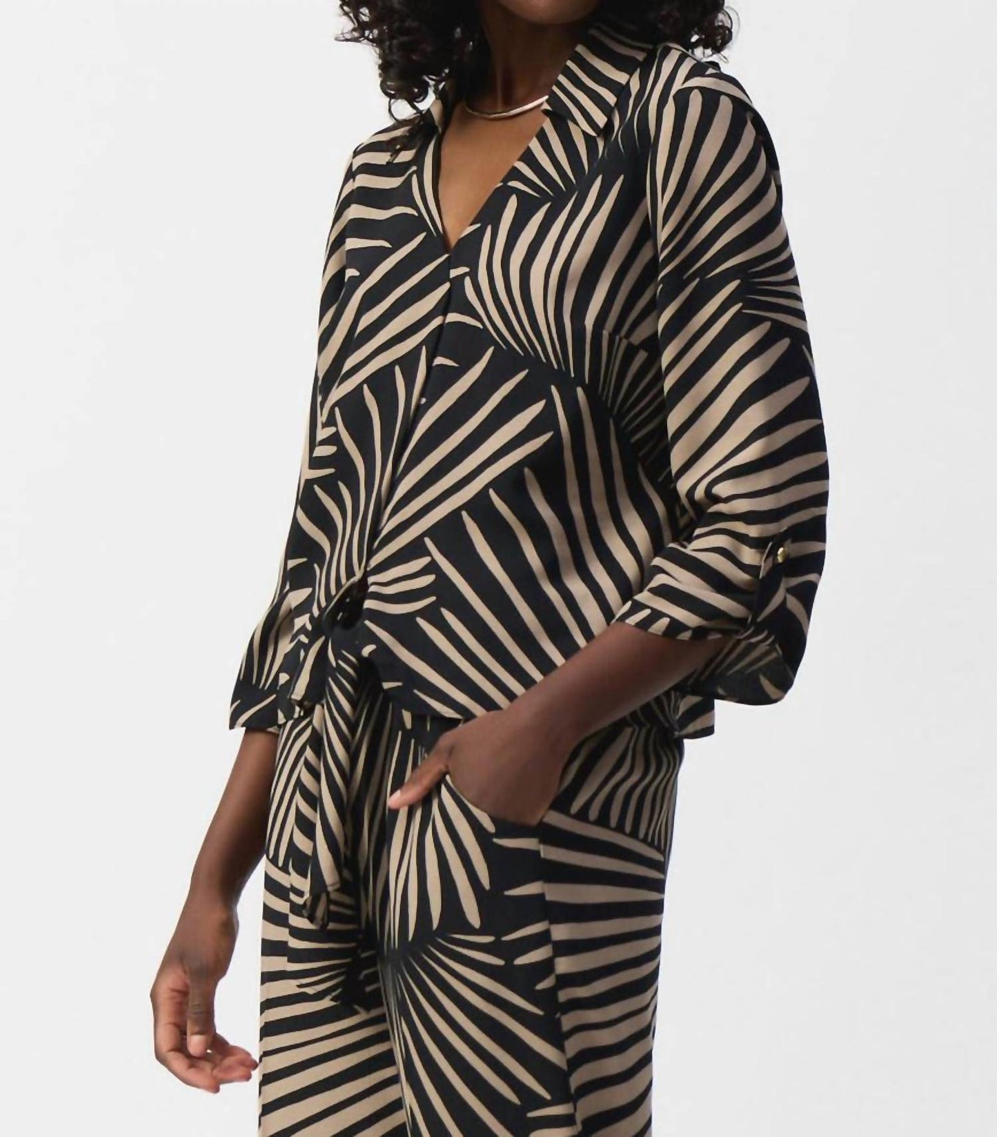 Joseph Ribkoff - Tropical Print Tie Front Top