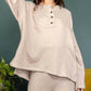 Bucketlist - Solid Blushed Knit Oversize Henley Top