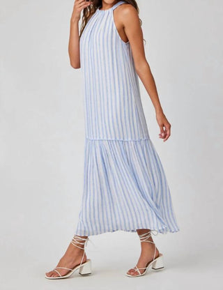 Bella Dahl - Vestido longo com decote halter contrastante em camadas