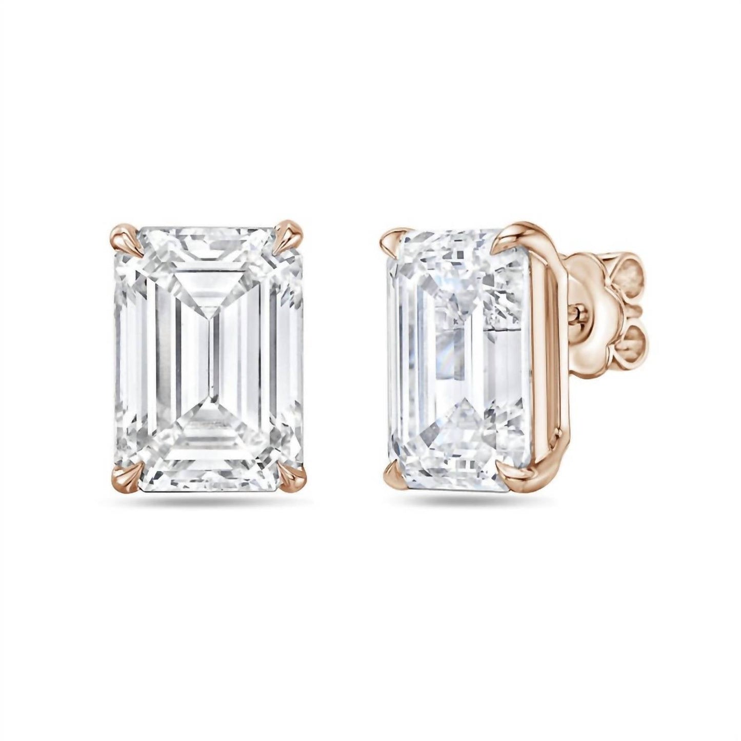 Diana M Jewels - 4.00 Cts Lab Grown Emerald Cut Stud Earrings