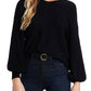 1.state Women's Rib-Knit Bubble Sleeve Long Sleeve Sweater