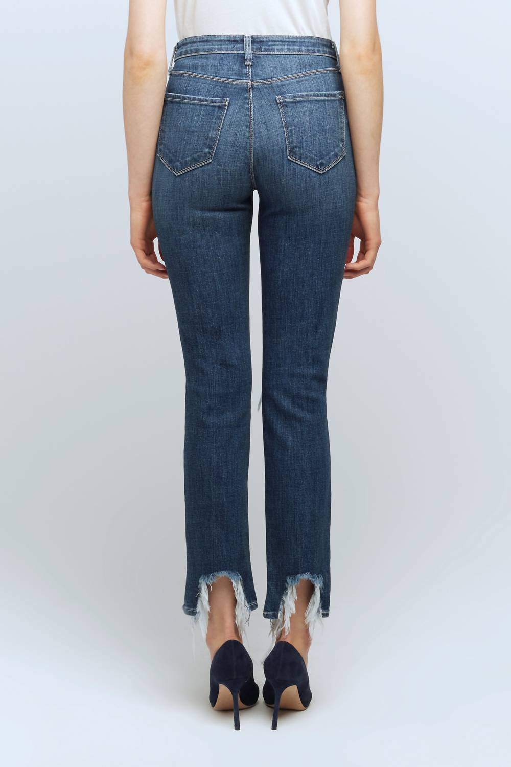 L'Agence - Calça jeans skinny Highline Destructed de cintura alta