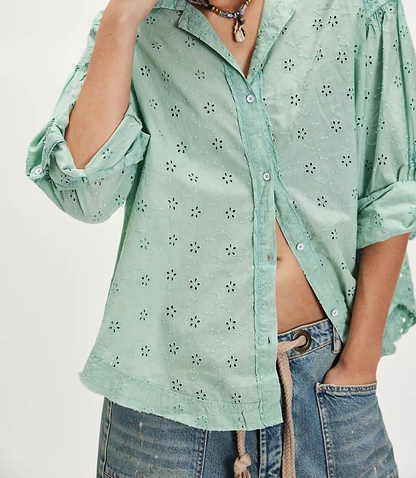 Free People - Mae Washed Eyelet Shirt