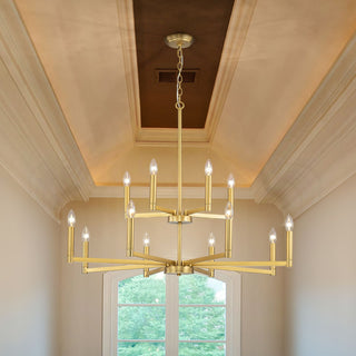 12Light Gold Candle Chandelier for Kitchen Island or Dining Room