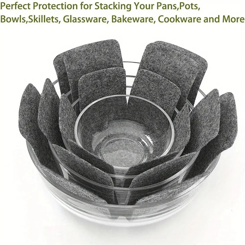 12 Piece Multi Size Felt Pot and Pan Protectors for Stacking